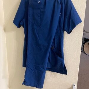 Blue Short Sleeve Scrub Top and Pants